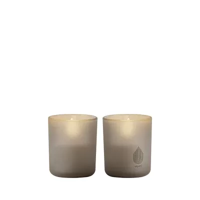 Glass Candle, Sandstone, 2-pack, 6x7 cm